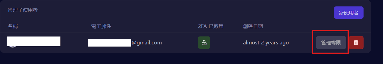 編輯子用戶